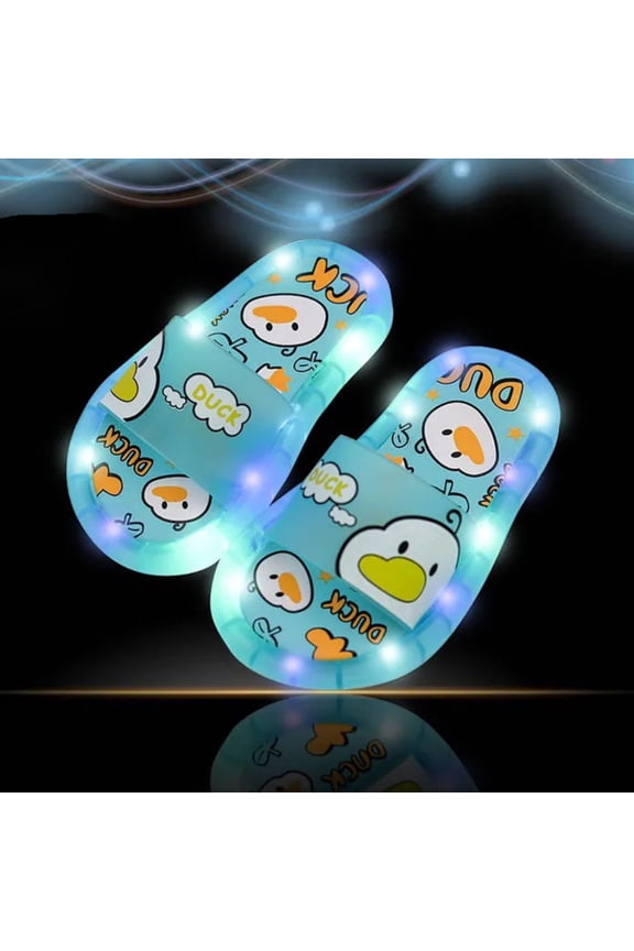 Kids' Cute Duck LED Light‑Up Slide Slippers, Non‑slip Open‑toe Summer Footwear for Boys and Girls Blue 28