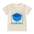 thumbnail image 1 of Kids Cute Fruit Print T-Shirt Boys Girls Life's Better with Blueberries Strawberries Letter Print Crew Neck Short Sleeve Tee Summer Casual Daily Outdoor Top(Beige3,13-14 Years), 1 of 4