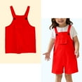 thumbnail image 1 of Kids Cute Jumpsuit Kids Casual Sleeveless Romper Girls 1 Piece Rompers with Pockets Red Jumpsuits Preppy Summer Clothes 6-7 Years, 1 of 4