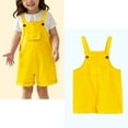 thumbnail image 1 of Kids Cute Jumpsuit Kids Casual Sleeveless Romper Girls Loose Rompers with Pockets Yellow Jumpsuit 6-7 Years Old Girl Clothes, 1 of 4