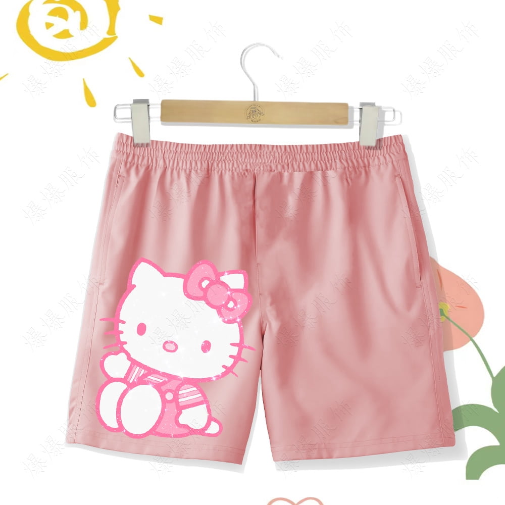 Kids Cute Kawaii Graffiti beach pants Sanrio Print girl Hello Kitty