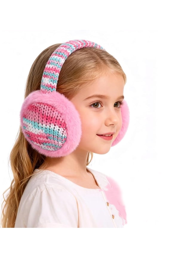 Kids Cute Knitted Earmuffs Adjustable Winter Ear Warmers Soft Plush Earmuffs for Boys Girls