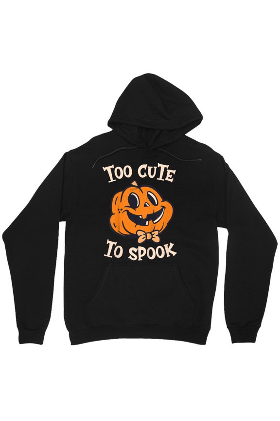 Kids Cute Pumpkin Halloween Outfit "Too Cute To Spook" Graphic Funny Holiday M9371 Unisex Hoodie, Up to Size 5XL