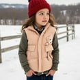 thumbnail image 1 of Kids Cute Quilted Vest Sleeveless Stand Collar Jackets Zipper Winter Fashion Warm Padded Outwear Gilet Waistcoat with Pockets Khaki 9-10Y, 1 of 4