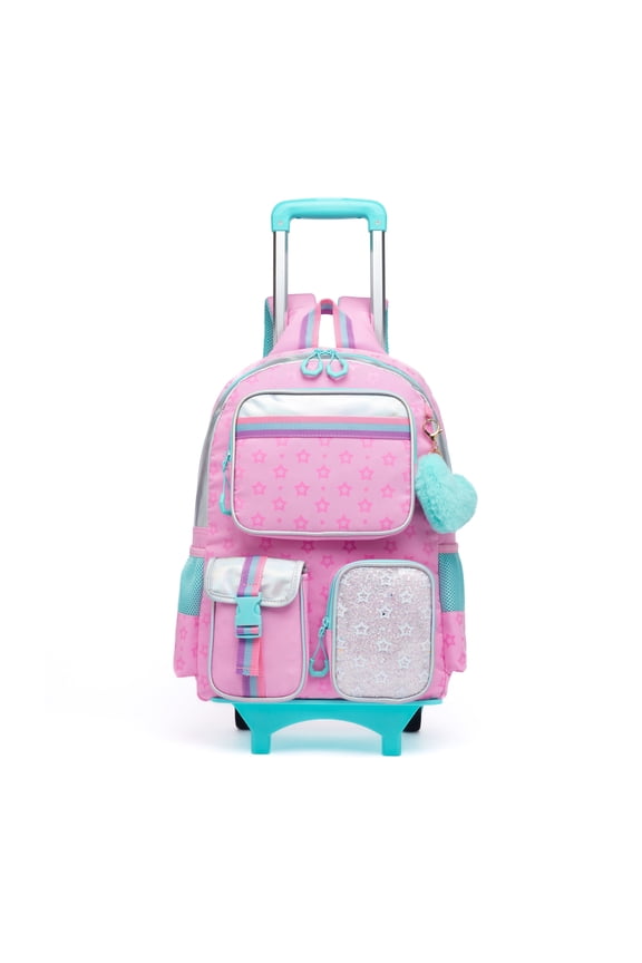 Kids Cute Rolling Backpacks for Girls Trolley School Bags Roller Backpack with Wheels Carry-on Travel Luggage