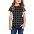 thumbnail image 1 of Kids Cute Shirts Casual Loose Fit T-shirts Trendy Summer Plaid Tees Short Sleeve Crewneck Tops for Boys and Girls, 1 of 5