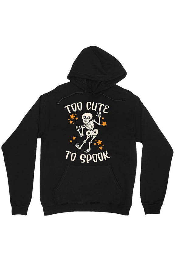 Kids Cute Skeleton Halloween Outfit "Too Cute To Spook" Graphic Funny Holiday M9376 Unisex Hoodie, Up to Size 5XL