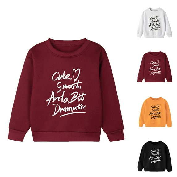 Kids Cute Smart And A Bit Dramatic Sweatshirts Crewneck Long Sleeve Funny Sweatshirt for Boys Girls Pullover Tops