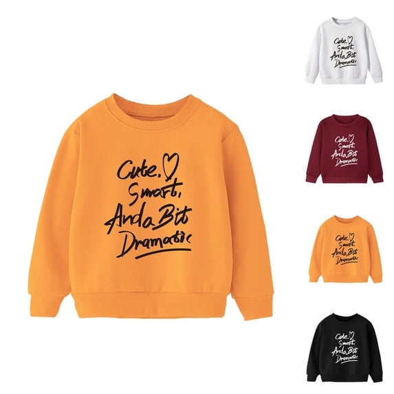 Kids Cute Smart And A Bit Dramatic Sweatshirts Crewneck Long Sleeve Funny Sweatshirt for Boys Girls Pullover Tops