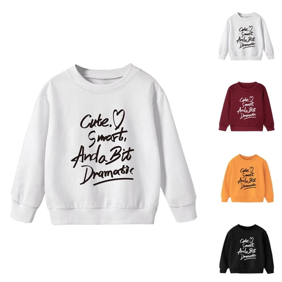 Kids Cute Smart And A Bit Dramatic Sweatshirts Crewneck Long Sleeve Funny Sweatshirt for Boys Girls Pullover Tops
