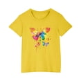 thumbnail image 1 of Kids Cute Summer Graphic Tees Girls Loose Casual Cotton Going Out Tshirts Tops Fashion Kids Lounge Wear Yellow， 3 Years, 1 of 6
