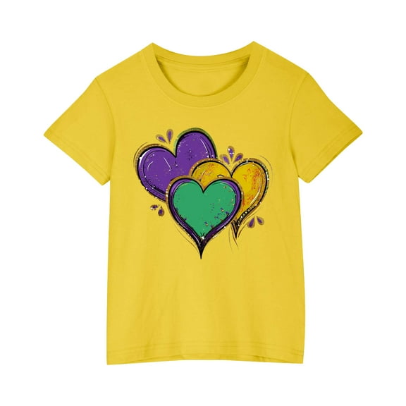 Kids Cute Summer Graphic Tees Girls Loose Casual Cotton Going Out Tshirts Tops Kids Novelty Clothes Lounge Wear Yellow， 7 Years