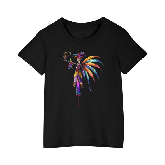 Kids Cute Summer Graphic Tees Girls Loose Casual Cotton Going Out Tshirts Tops Kids Trendy Clothes Lounge Wear Black， 5 Years