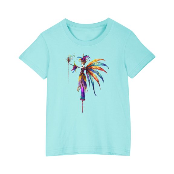 Kids Cute Summer Graphic Tees Girls Loose Casual Cotton Going Out Tshirts Tops Kids Trendy Clothes Lounge Wear Blue, 4 Years