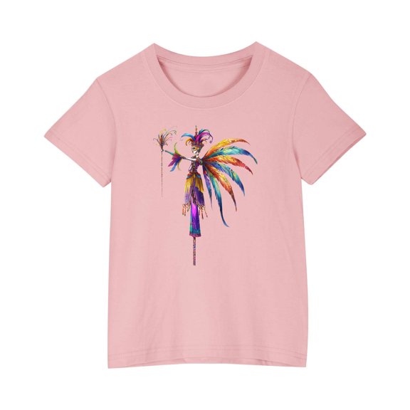 Kids Cute Summer Graphic Tees Girls Loose Casual Cotton Going Out Tshirts Tops Kids Trendy Clothes Lounge Wear Pink, 3 Years