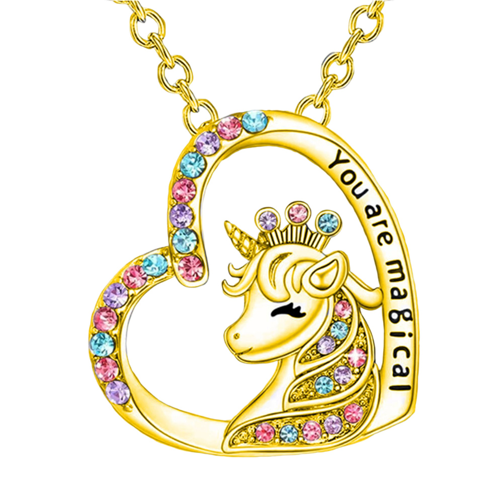Kids Cute Unicorn Pendant Necklace Glittering Exquisite Craftsmanship