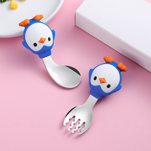 Kids Cutlery Set: Feeding Spoon and fork with Flexible Handle, Develop Feeding Skills,Toddler Utensils Baby Spoon and fork Set for Feeding Learning Bendable Handle Silverware for Kid Children