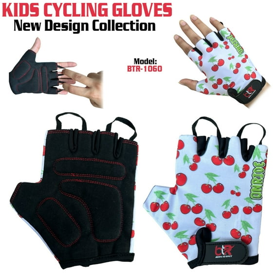 Kids Cycling Gloves - Boys & Girls Half Finger Gloves With Gel Padding Non-Slip Breathable BMX Mountain Bike Scooter Riding Gloves BTR-1060-XS (Age 10-11 Year)