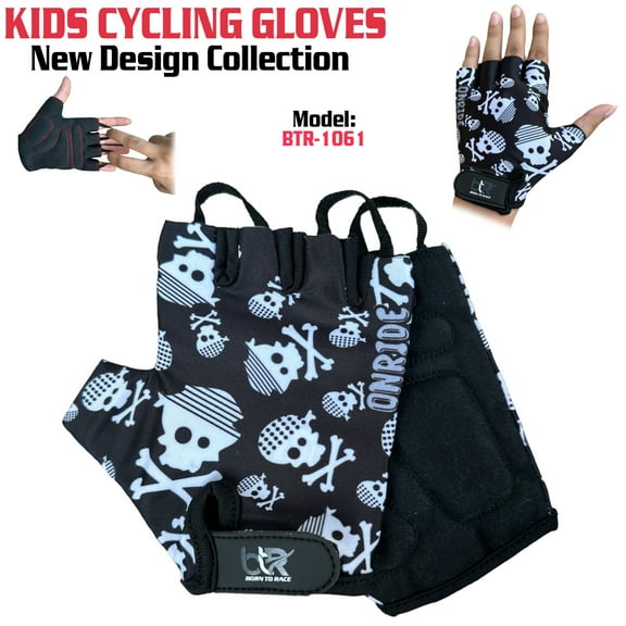 Kids Cycling Gloves - Boys & Girls Half Finger Gloves With Gel Padding Non-Slip Breathable BMX Mountain Bike Scooter Riding Gloves BTR-1061-4XS (Age 3-4 Year)