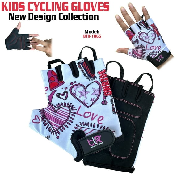 Kids Cycling Gloves - Boys & Girls Half Finger Gloves With Gel Padding Non-Slip Breathable BMX Mountain Bike Scooter Riding Gloves BTR-1065-XS (Age 10-11 Year)
