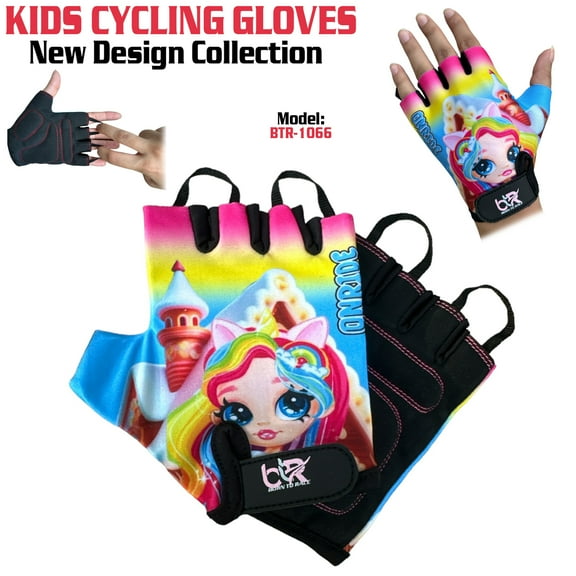 Kids Cycling Gloves - Boys & Girls Half Finger Gloves With Gel Padding Non-Slip Breathable BMX Mountain Bike Scooter Riding Gloves BTR-1066-4XS (Age 3-4 Year)