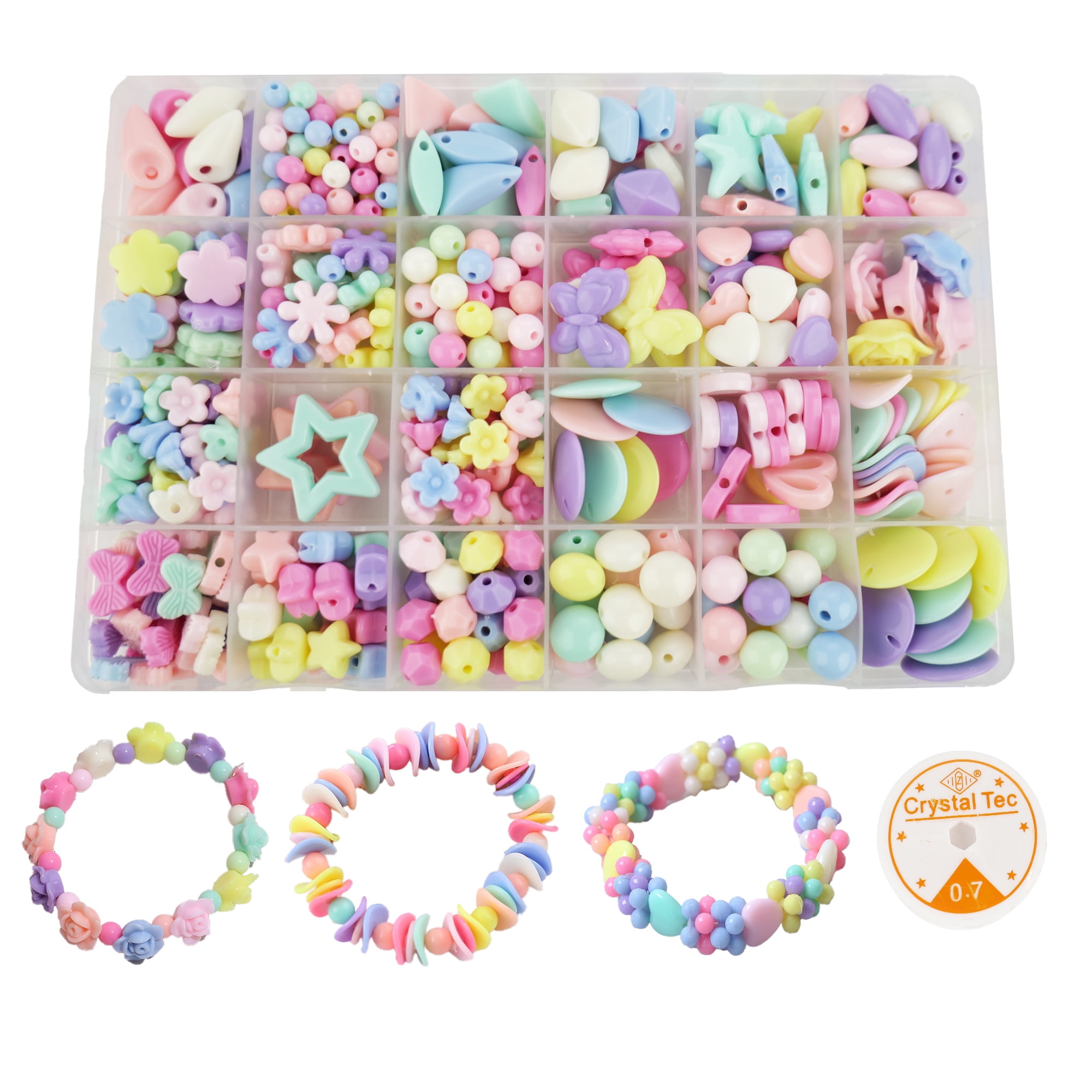 MYMINIFACTORY Kids DIY Bead Jewelry Making Kit Christmas Gift Set For Girls 4-10 Bracelets Necklaces