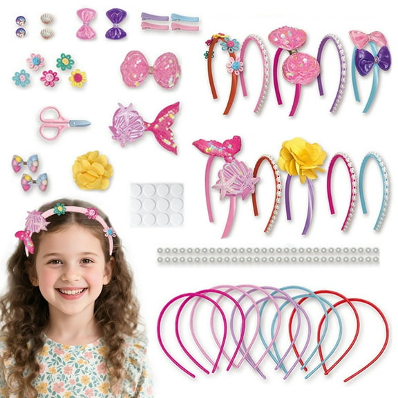 Kids Arts and Crafts Toys for Girls 3-6 Years, Headband Making Kit Toys for 3 4 5 6 7 8 9 10 Year Old Girls, Gifts for Girl Toys 8-11