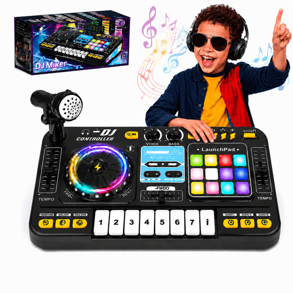 Kids DJ Mixer Musical Toy with Lights Sound for Kids, Birthday Gift Toys for 3 4 5 6 7 Year Old Boy Girl