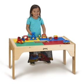 Kids DUPLO Compatible Wood Rectangle StorageTable