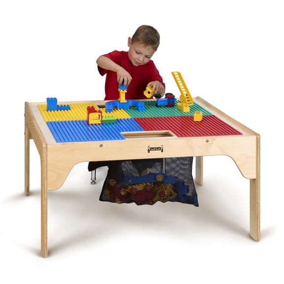 Kids DUPLO® Compatible Wood Short Dual Storage Table