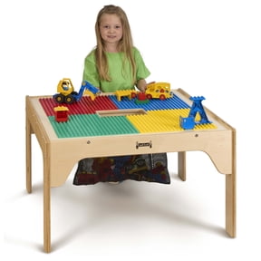 Kids DUPLO Compatible Wood Square StorageTable
