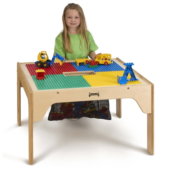 Kids DUPLO Compatible Wood Square StorageTable