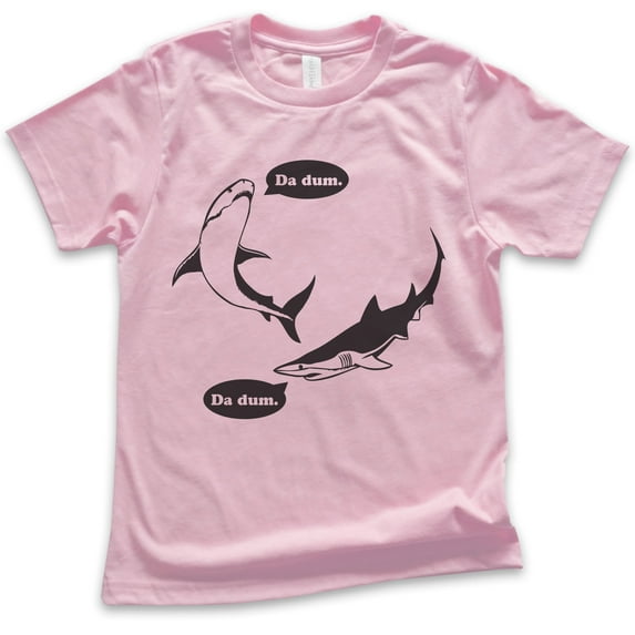 Kids Da Dum Shark T-shirt, Youth Kids Boy Girl T-Shirt, Vacation Shirt, Shark Shirts, Summer T-shirt, Light Pink, Medium