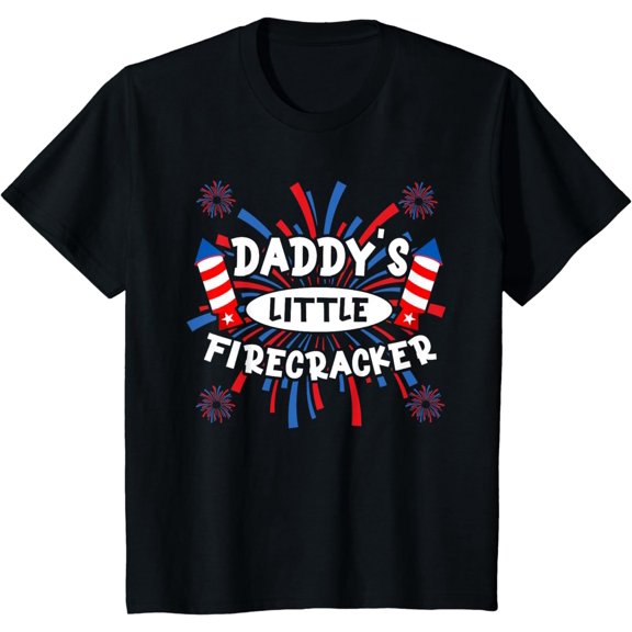Kids Daddys Little Firecracker Independence Day Firework Toddler T-Shirt