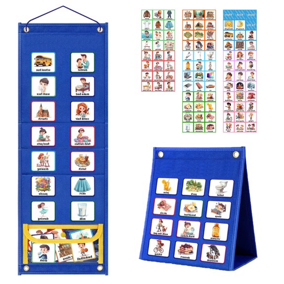 Kids Daily Schedule Chart 18+1 Pocket Visual Schedule Chart Visual Timetable Chart Daily Routine Chart for Classroom