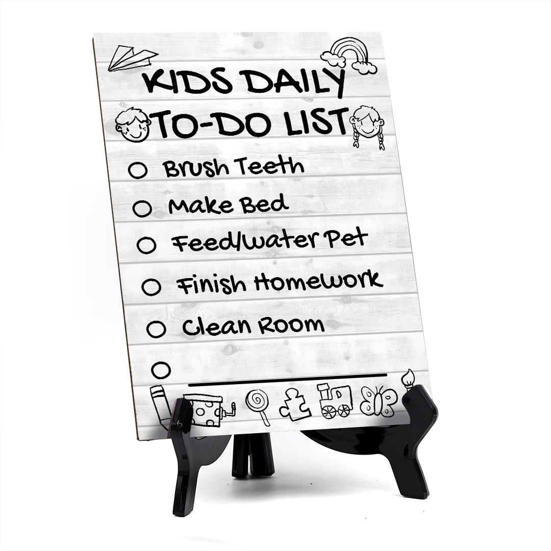 Kids Daily to Do List Checklist Wipe Dry Table Sign (6x8) Office And