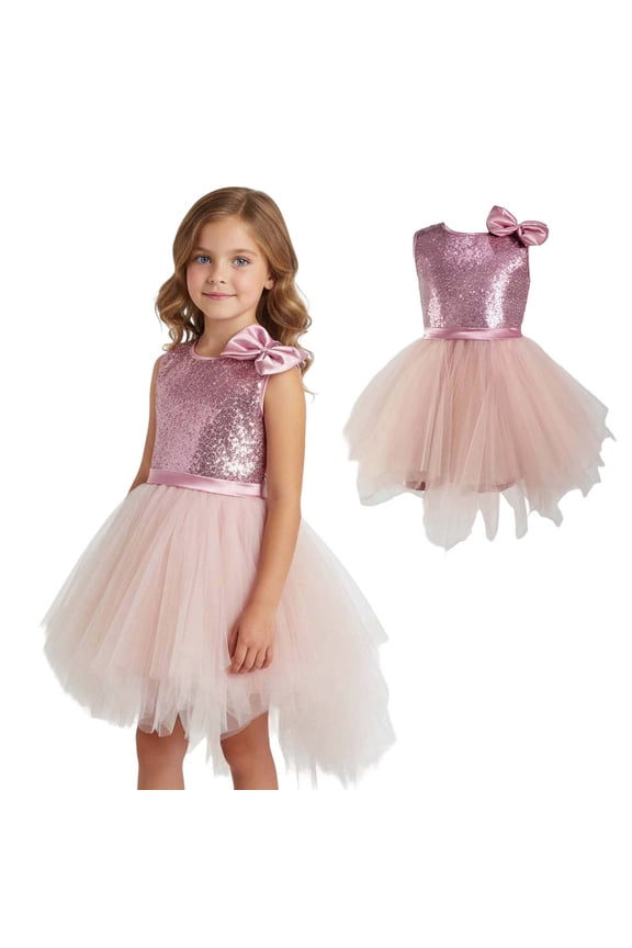 Kids Dance Girls Sequin Dress Tulle Dance Dresses Dance Girls Sequin Outfit Dance Performance Outerwear 5-6 Years