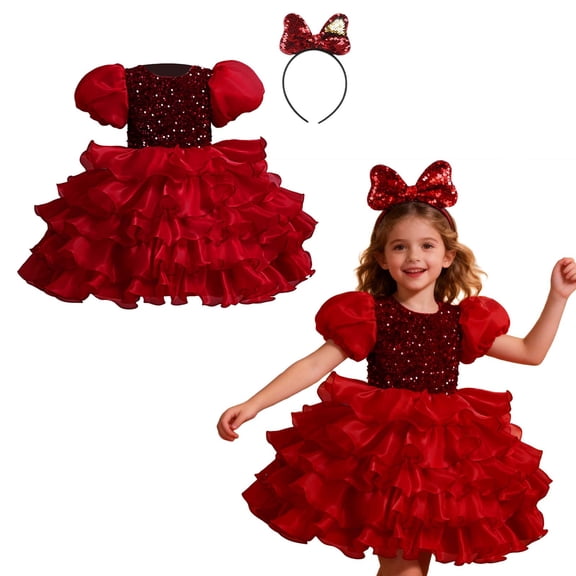 Kids Dance Girls Sequin Dress Tutu Dance Dresses Dance 80s Outfit for Kids Performance Dancewear 5-6 Years