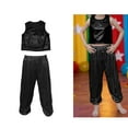 thumbnail image 1 of Kids Dance Sequin Black Dance Sleeveless Tank Top and Pants Set Girls Clothes Performance Dancewear 8-9 Years, 1 of 4