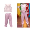thumbnail image 1 of Kids Dance Sequin Pink Dance Sleeveless Tank Top and Pants Set Girls Jazz Outfits for Dance Performance Outerwear 7-8 Years, 1 of 4