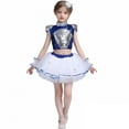 thumbnail image 1 of Kids Dance Sparkly Dance Sleeveless Top and Tulle Dance Dresses Outfit Set 80s Kids Outfit for Girls Stage Performance Outerwear 9-10 Years, 1 of 4