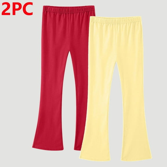 Kids Dance Running Yoga Pants New 2 Pack Baby Girls Flare Leggings Toddler Casual High Waisted Pants Infant Girl Soft Cotton Clothes Wine 11 Years