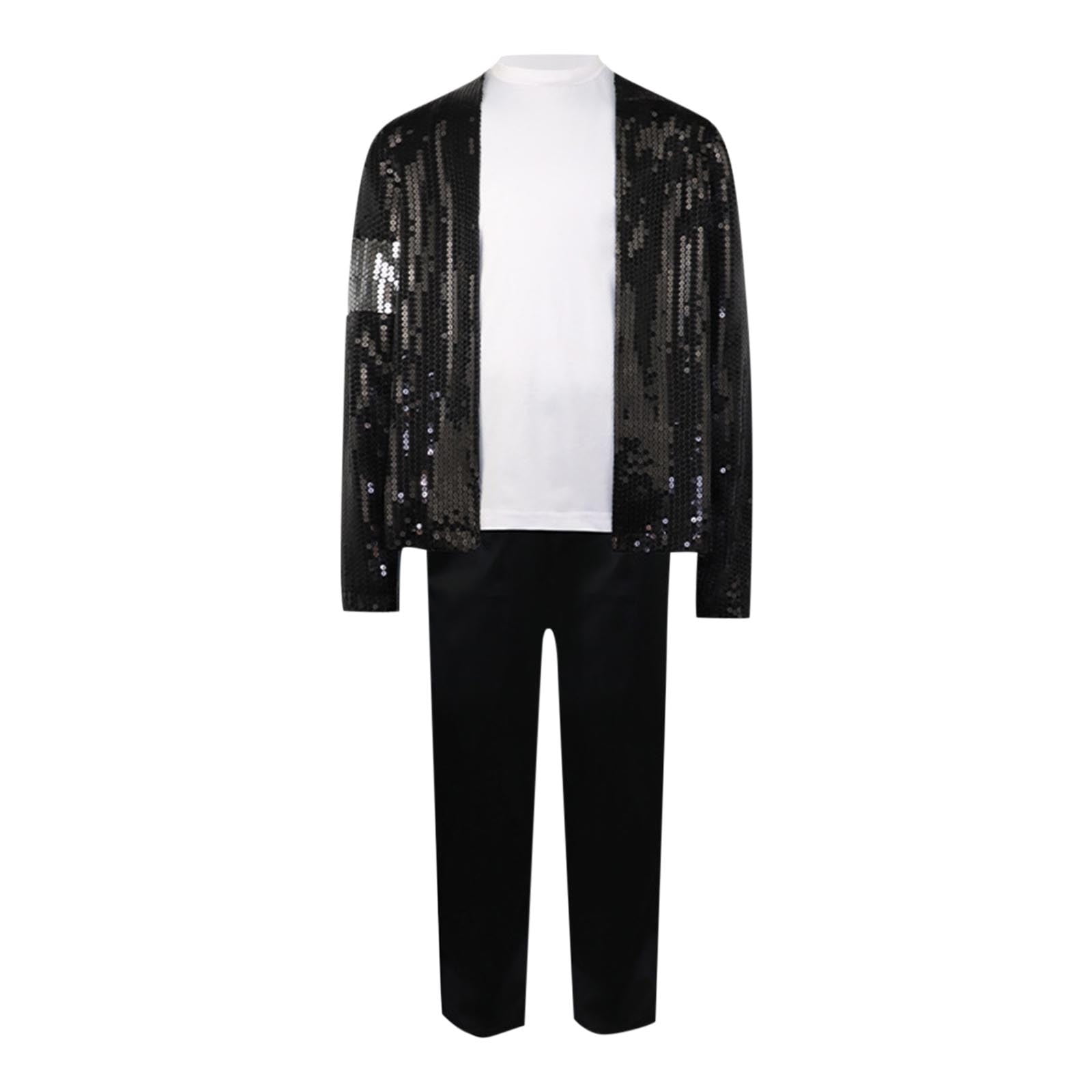 Kids Dance Star Outfits Piece Set Sparkly Sequin Jacket Tops