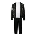 thumbnail image 1 of Kids Dance Star Outfits 5 Piece Set Sparkly Sequin Jacket Tops Pants 90s Hip-Pop Stage Halloween Role Play Party Clothes, Black, 1 of 7