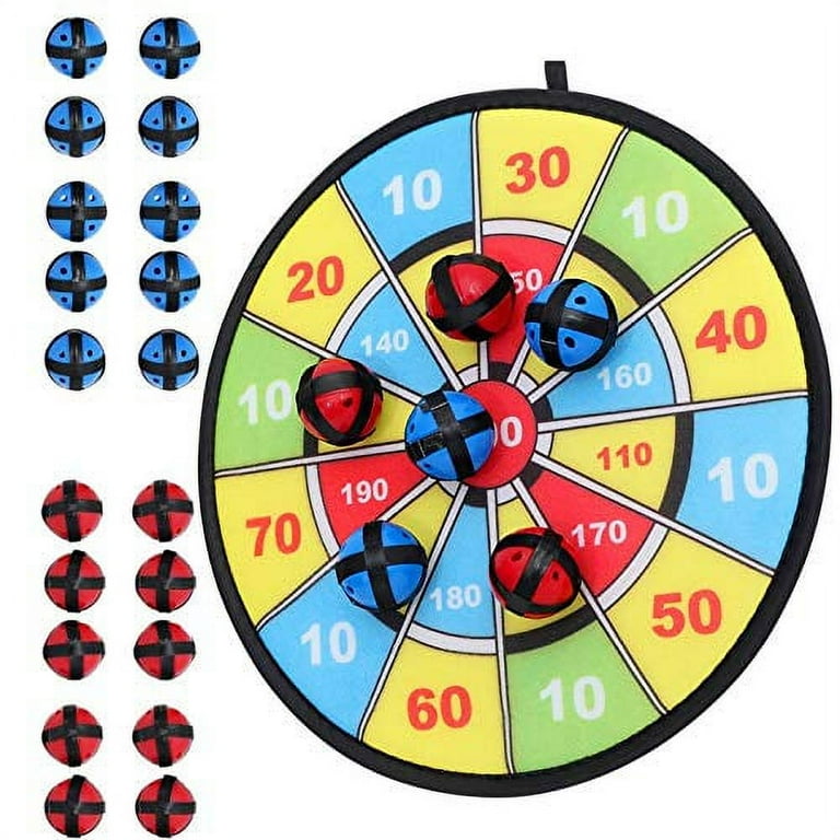 Kids Dart Board Game with 20 Balls Using Hook and Loop Fasteners 11.8 Inches 30 cm Diameter Classic Dartboard Game and Safe for Kids Blue and