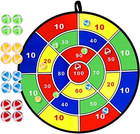 Kids Dart Board Game Set-29 inchs, Board Games with 16 Stick Balls, Summer Indoor Outdoor Toys Games for Kids Ages 4-8, Birthday Party Games Yard Toys for Kids Ages 3 4 5 6 7 8 9 10 11