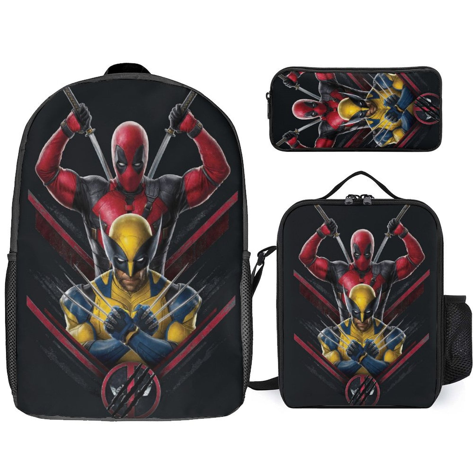 Deadpool \u0026 Wolverine 3Pcs Backpacks Sets Book Bag with Lunch Bag And Pencil Case
