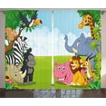thumbnail image 1 of Ambesonne Animal Curtains 2 Panel Set, Savannah Animals Cartoon, 108" x 90", Multicolor, 1 of 3