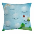 thumbnail image 1 of Kids Decor Throw Pillow Cushion Cover, Boys Girls Nursery Room Decor with Balloons Clouds Stars on the Hillls Cartoon, Decorative Square Accent Pillow Case, 16 X 16 Inches, Multicolor, by Ambesonne, 1 of 2