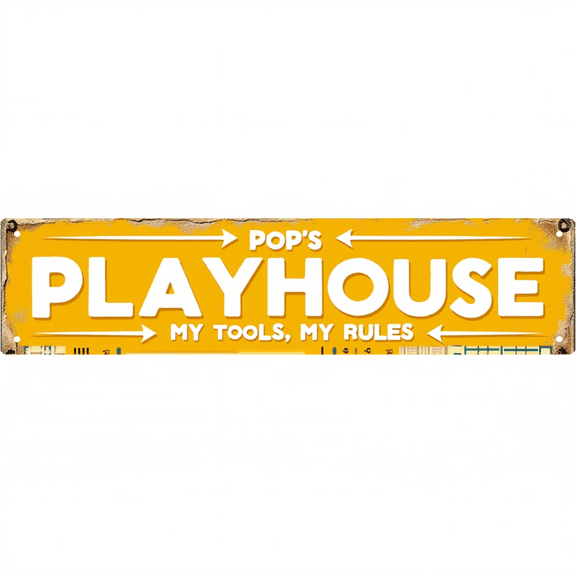 Kids Decor Tin Sign 16x4 Inch Playhouse Design - Ideal for Kids Room, Backyard, Outdoor Vintage Garden Decor with Indie Vibe